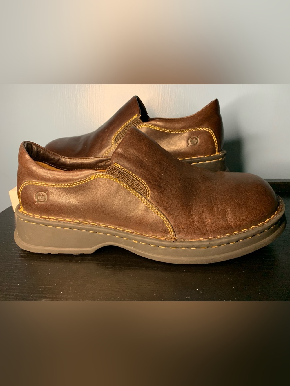Born Brown Leather Slip-On Casual Loafers